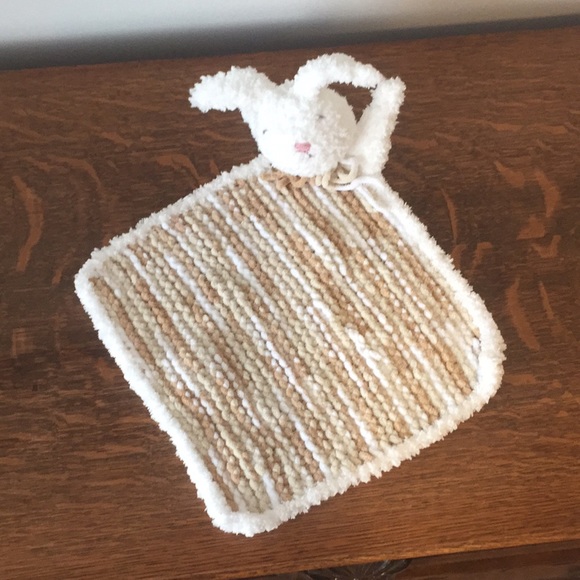 Handmade Knitted Baby Bunny Lovey Security Blanket - Picture 2 of 5